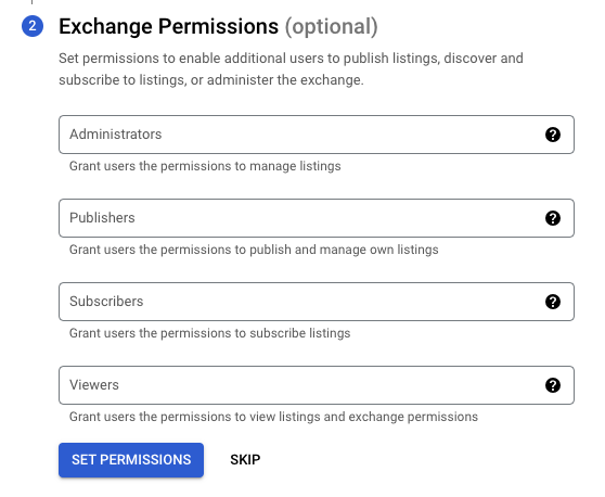 GCP Bigquery Analytics Hub Exchange Permission setting