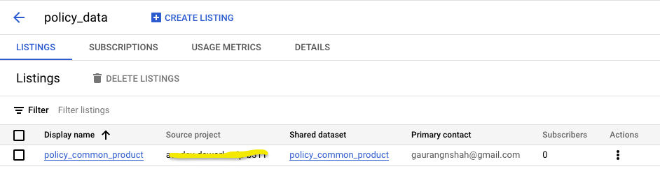 Implement data mesh using GCP BigQuery Analytics Hub